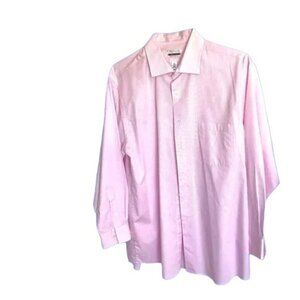 Van Heusen Flex Collar Men's Long Sleeve Pink/White Dress Shirt Size 17 34-35
